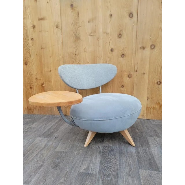 1950s Vintage Modern Galerkin Design Swivel Chair With Attached Side Table For Sale - Image 9 of 9