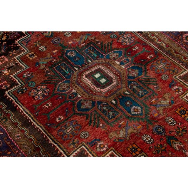 Textile Medallion Designed Handmade Persian Bidjar Wool Rug in Red For Sale - Image 7 of 8