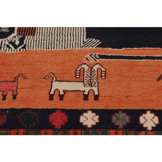 Textile Vintage Persian Gabbeh Rug in Red With Twin Lion Pictorials - Rug & Kilim For Sale - Image 7 of 7
