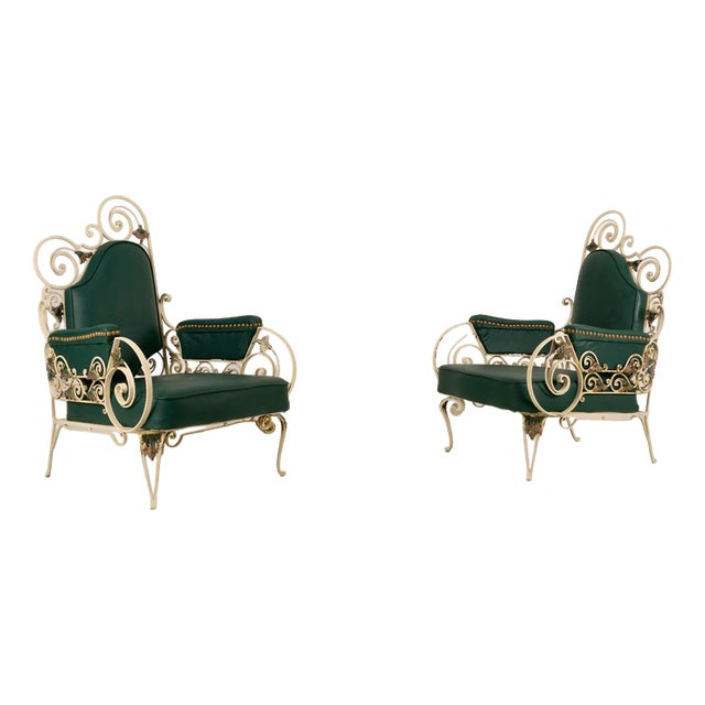 Vintage French Lounge Chairs from Maison Jansen, 1940, Set of 2 For Sale