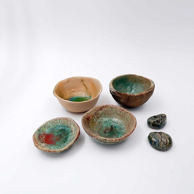 Green Decorative Ceramics by N. Lebrun for Fond d'Atelier, Belgium, 1970s, Set of 6 For Sale - Image 11 of 13