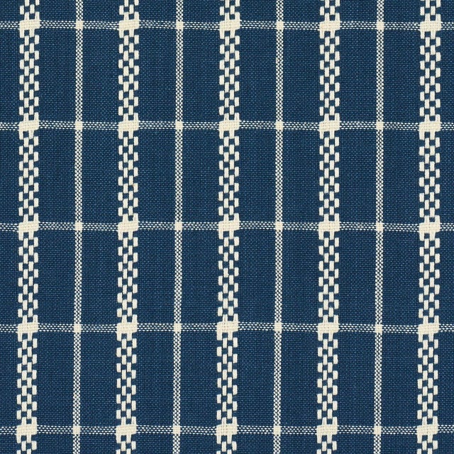 Schumacher SAMPLE - Schumacher Boyd Check Fabric In Indigo For Sale - Image 4 of 4