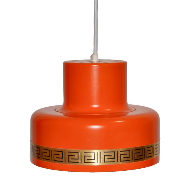 Vintage Pendant Lamp in Orange from Vitrika For Sale
