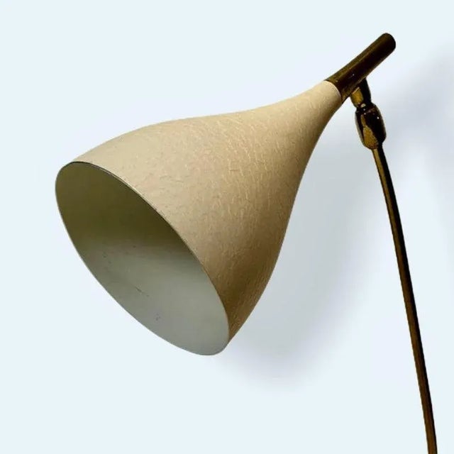 50s table lamp from cosack leuchten material: metal, lamp neck brass, lampshade and base have cream white shrink varnish,...