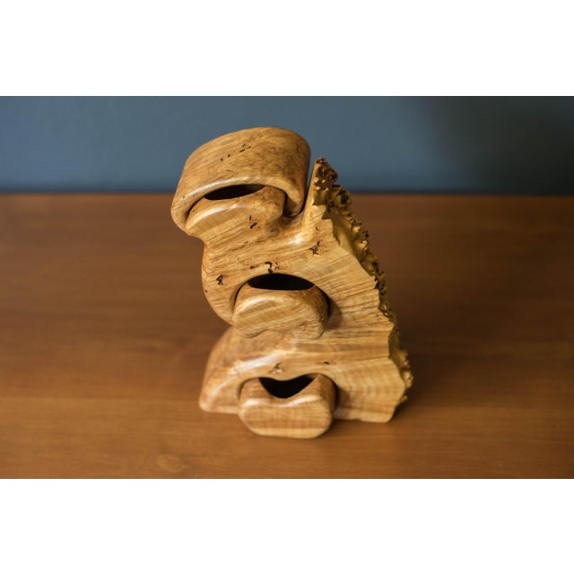 Mid-Century Modern Vintage Sculptural Maple Burl Wood Jewelry Puzzle Box by Fred and Marilyn Buss For Sale - Image 3 of 11