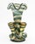 Italian Striped Art Glass Epergne, teal and colorless stripes with aventurine gold inclusions, controlled bubbles. 11.25"...