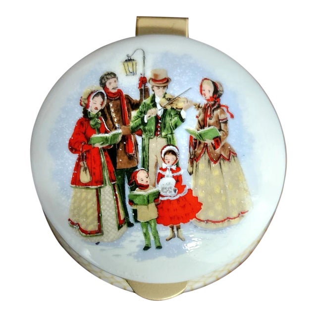 Ayshford Christmas Scene English Fine Bone China Round Box For Sale