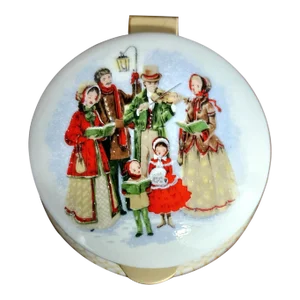 Ayshford Christmas Scene English Fine Bone China Round Box