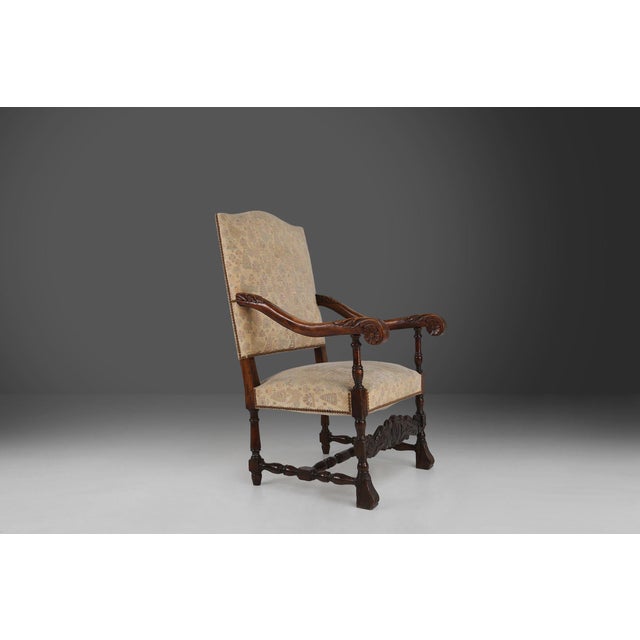 Antique Renaissance Throne Armchair in Carved Oak, France, 1850s For Sale - Image 14 of 14