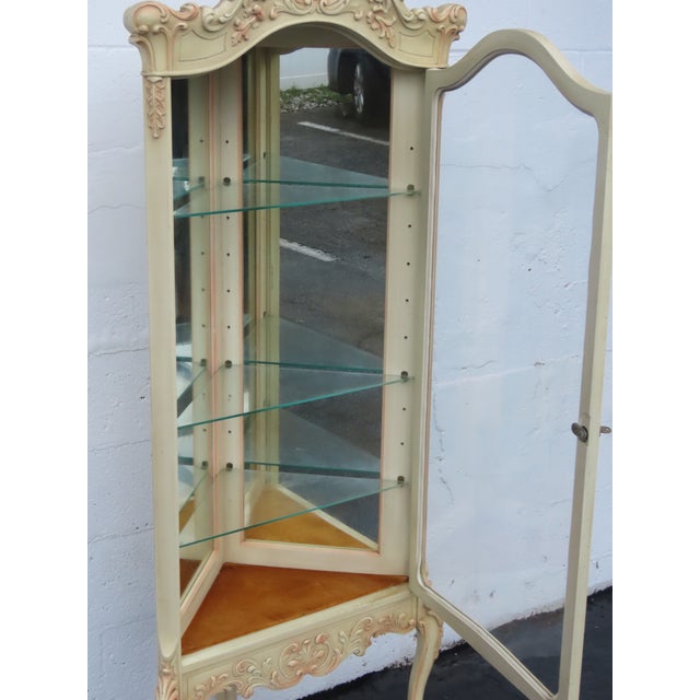 French Tall Painted Corner Vitrine Display Curio Cabinet Cupboard 6676 For Sale - Image 11 of 18
