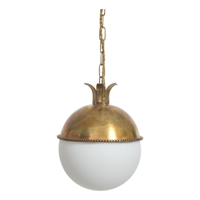 Granada Brass and Opaline Hanging Lamp by Barracuda Interiors For Sale