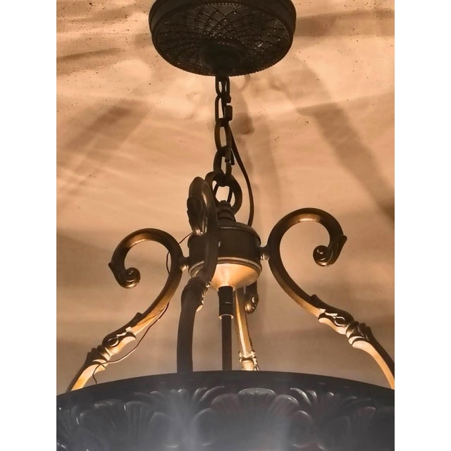 Antique Gilded Convex French Nine Light Hall Lantern For Sale - Image 4 of 12