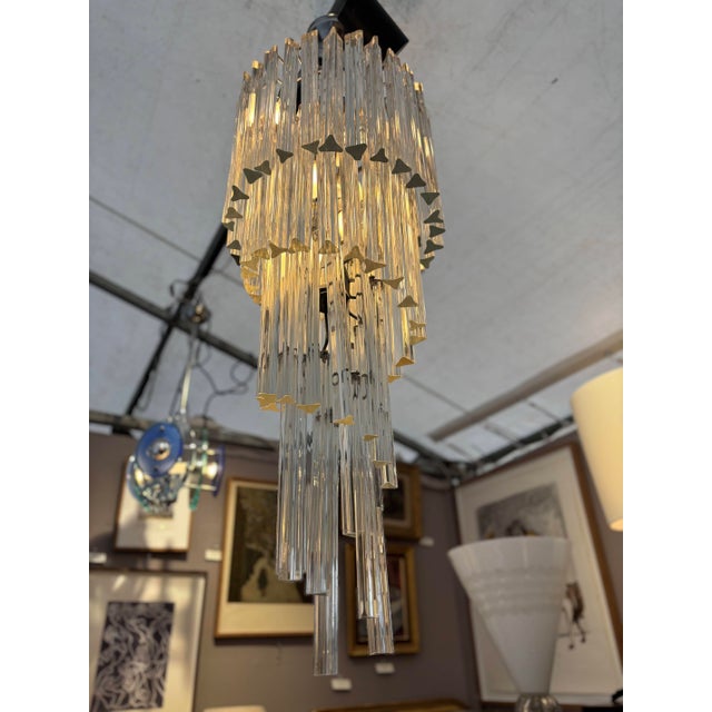 Silver Cascade Chandelier in Murano Glass attributed to Paolo Venini for Venini, Italy, 1960 For Sale - Image 8 of 17