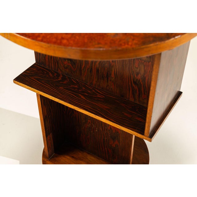 Amsterdam School Side Table in Palisander and Burl Veneer, the Netherlands, 1920s For Sale - Image 12 of 13