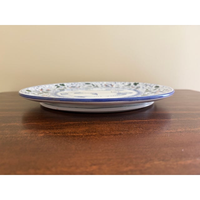 Ceramic Vintage Italian Faenza Hand-Painted Majolica Floral Wall Plate For Sale - Image 7 of 9