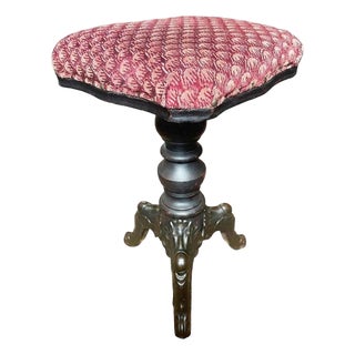 Late 1800s Victorian Piano Stool With Cast Iron Feet For Sale