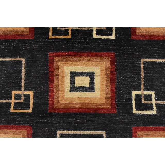 Textile Fine Gabbeh Runner 3’2” X 15’2” Black Wool Contemporary Hand-Knotted Rug For Sale - Image 7 of 14