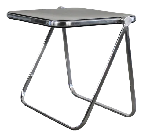 Platone Folding Table in Steel and Black Polyurethane by Giancarlo