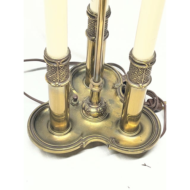 A classic Mid-Century modern expression of a traditional French lighting form, this authentic Stiffel Bouillotte Table...