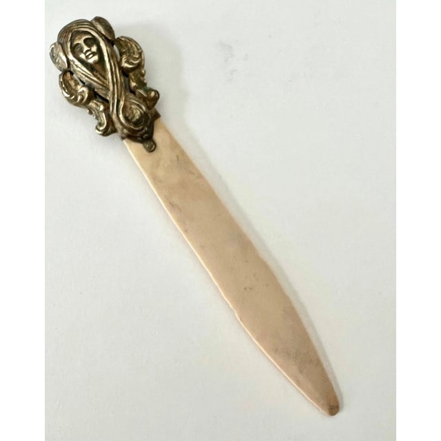 19th Century 19th Century French Art Nouveau Brass & Bone Letter Opener For Sale - Image 5 of 5