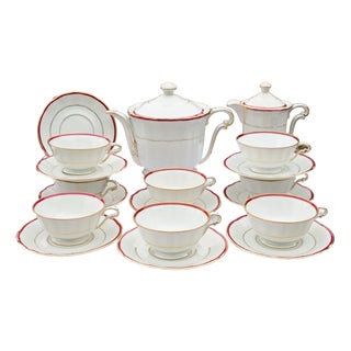 Bernardaud Limoges Porcelain Tea Set for Eight People, 1940s, Set of 21 For Sale