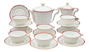 Bernardaud Limoges Porcelain Tea Set for Eight People, 1940s, Set of 21