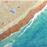 Over the Beach - Contemporary Realist Aerial Beach Scene Acrylic Painting by Kathleen Keifer For Sale