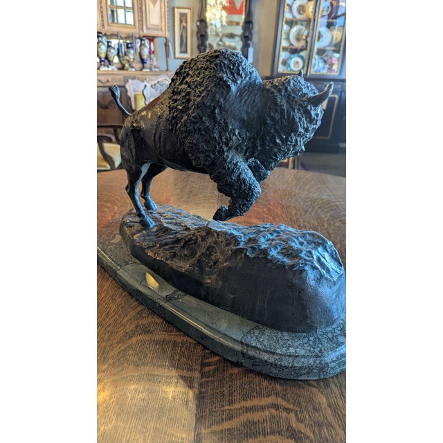1970s Remington Bison Bronze Statue For Sale - Image 6 of 7