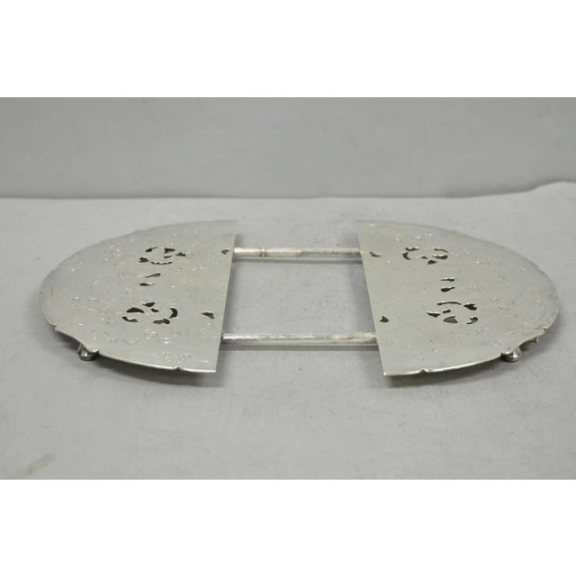 Victorian Vintage Gorham Yc49-1 Victorian Silver Plated Expanding Pot Trivet Hot Plate For Sale - Image 3 of 11