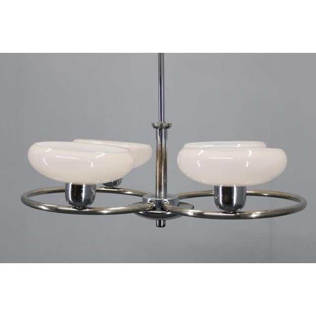 1950s Chrome and Glass Chandelier attributed to Drukov, Former Czechoslovakia, 1950s For Sale - Image 5 of 18