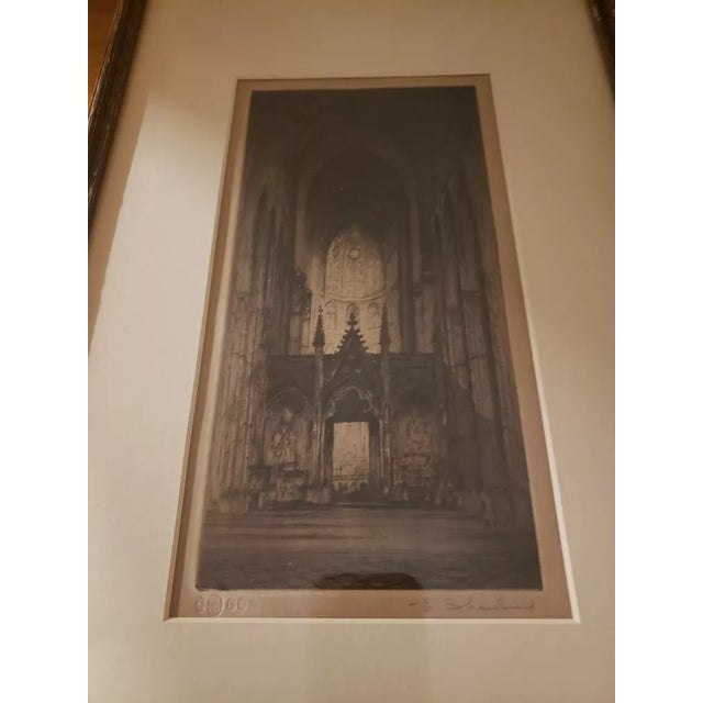 This is an Edward W. Sharland (1884-1967) - Early 20th Century Etching, English Cathedral. The frame measures 18 3/4" high...