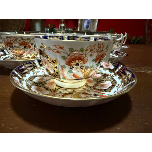 Ceramic 1960s Royal Crown Derby Imari Pattern Cups and Saucers by Stevenson & Hancock - Set of 10 For Sale - Image 7 of 18