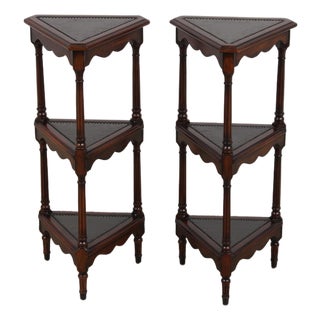 Pair of Theodore Alexander Mahogany 3 Tier Tables For Sale