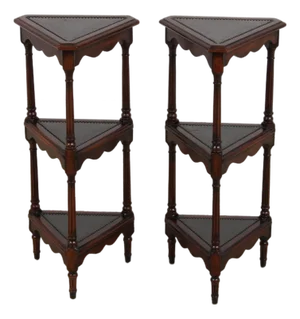 Pair of Theodore Alexander Mahogany 3 Tier Tables