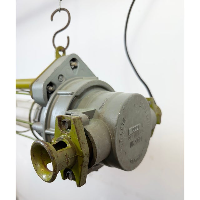 Soviet Industrial Grey Hanging Tube Light, 1970s For Sale - Image 4 of 18