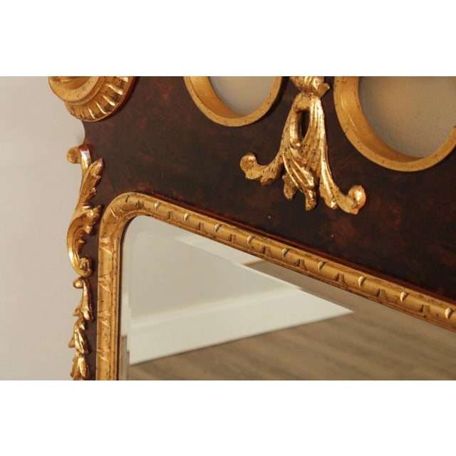 1980s LaBarge Georgian Style Parcel Gilt Burl Wood Mirror For Sale - Image 11 of 13