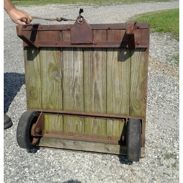 Vintage Primitive Industrial Small Garden Cart Platform Table, Rustic Wood & Iron Coffee Table For Sale - Image 10 of 10