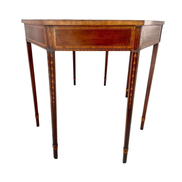 Georgian Octagonal Center Library Table Inlaid Mahogany For Sale - Image 9 of 12
