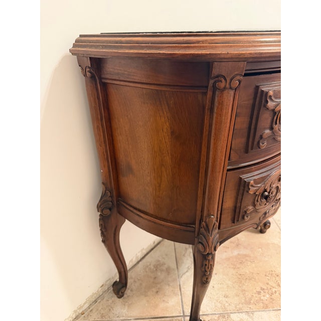 20th Century Two-Drawer Bedside Commode Nightstand With Marble Top, Pair For Sale - Image 9 of 15