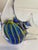 Vintage Blown Art Glass Fish Sculpture – Blue & Yellow Striped For Sale - Image 10 of 11