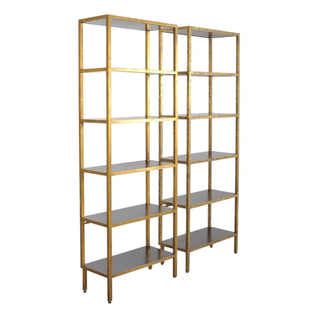 Pair of Oly Studio Gilt Iron 'Stella' Étagères Bookcase Shelves For Sale
