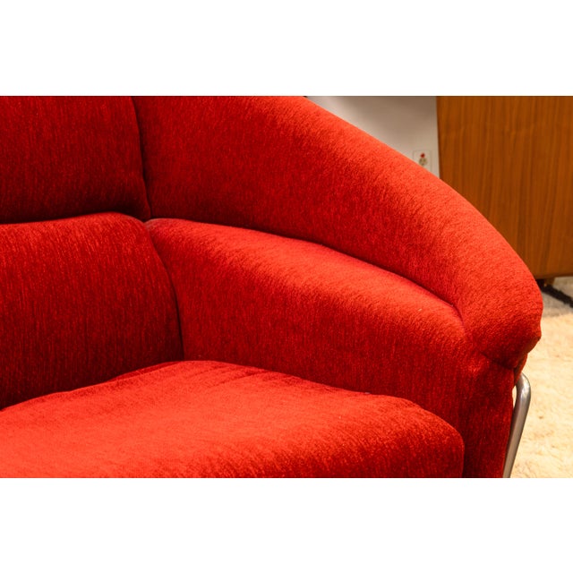 Vintage Milo Baughman Thayer Coggin Boldido Red Fabric Lounge Chair and Ottoman For Sale - Image 11 of 12