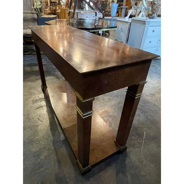 Brown Vintage Baker Empire Style Burl-Wood Console For Sale - Image 8 of 9