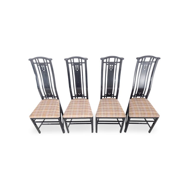 Wood Chairs in Black by Umberto Asnago for Giorgetti, Italy, Set of 4 For Sale - Image 7 of 11