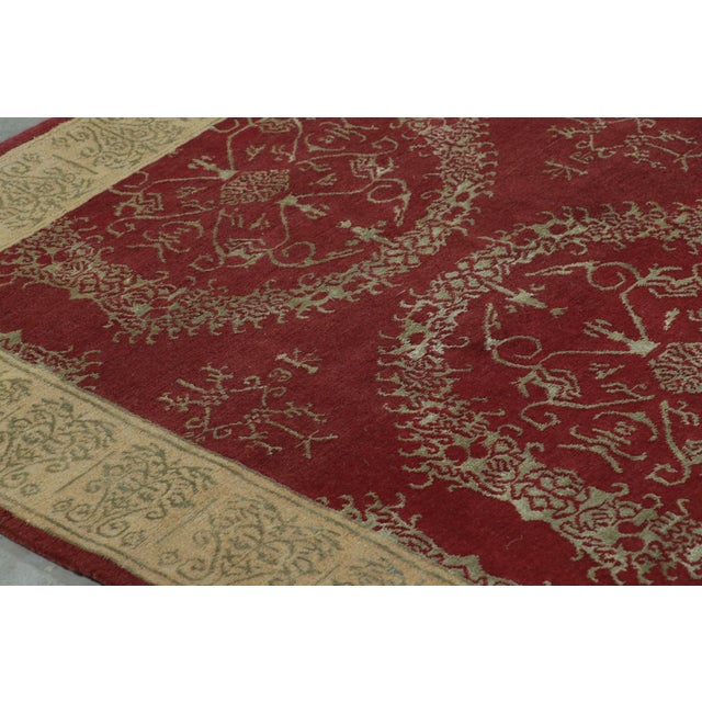 Rug & Kilim Rug & Kilim’s European Style Rug in Red With Floral Medallions “Catana” For Sale - Image 4 of 9