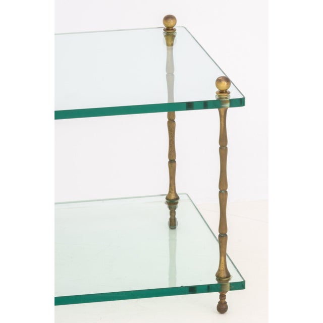 Modern Pair of Modern Faux Bamboo Brass and Glass Side Tables For Sale - Image 3 of 8