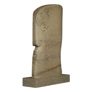 Large Stone Sculpture of Stylised Head, 1970s For Sale