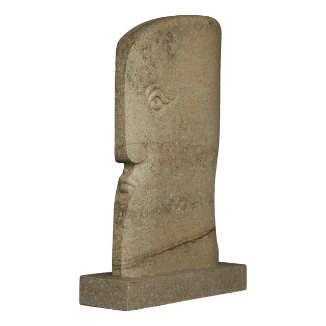 Large Stone Sculpture of Stylised Head, 1970s For Sale