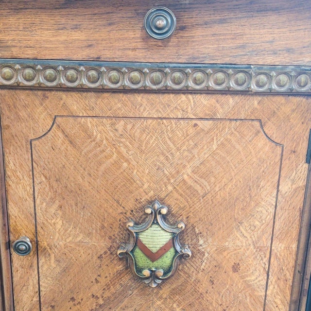 Brown Vintage Wooden Sideboard With Decorative Accents For Sale - Image 8 of 10