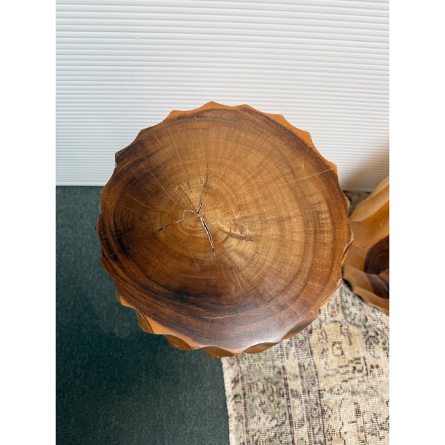 Organic Modern Maple Wood Stools, Pair For Sale - Image 12 of 12